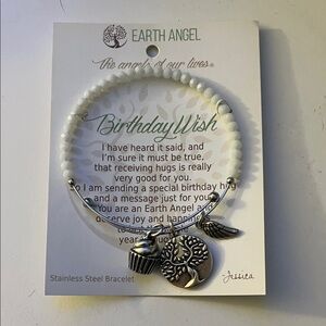 Earth Angel White Beaded Birthday Wish Bracelet